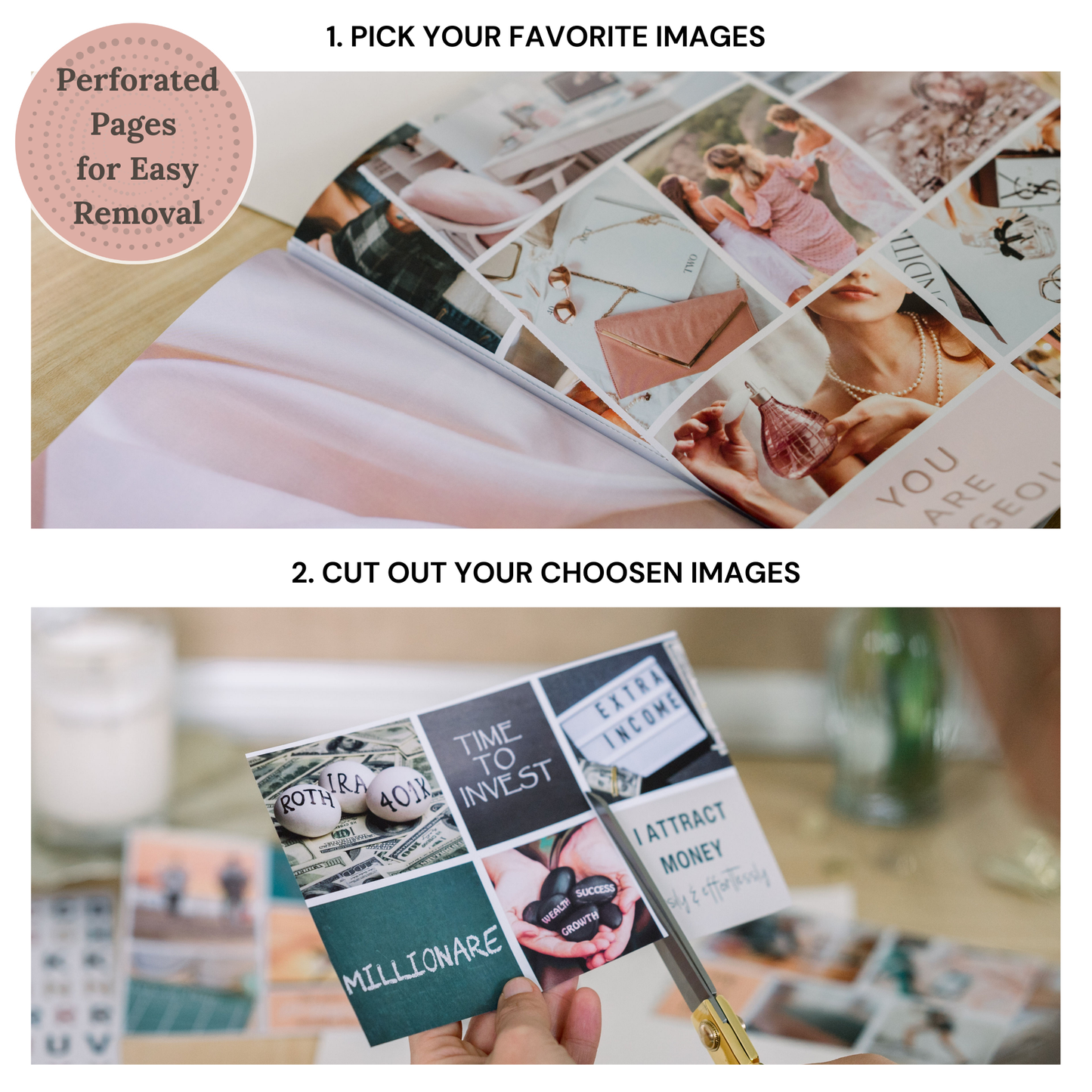 Vision Board Book: 850+ Vision Board Supplies, Letter/Number Stickers & Inspirational Magazine Photos for Women – Complete Vision Board Kit for Collage, Goal Setting & Manifesting Dreams
