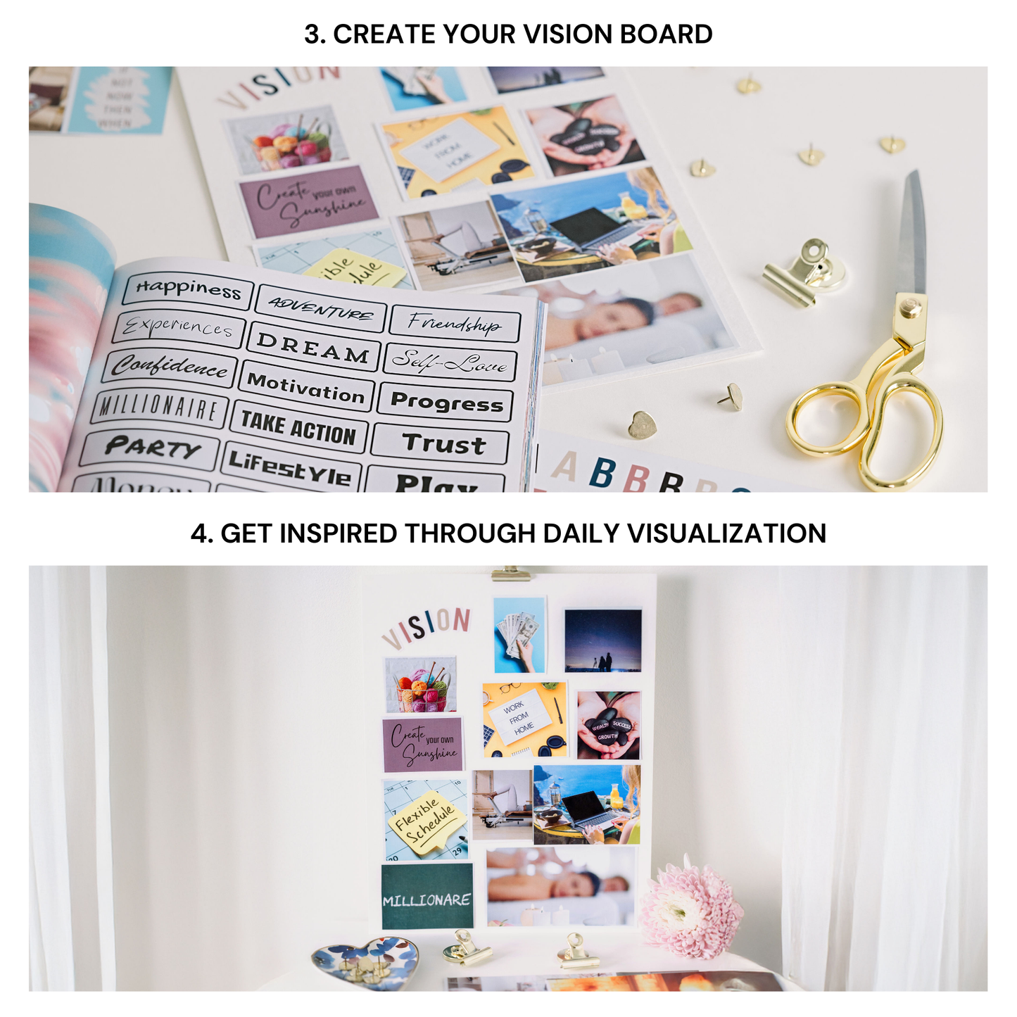 Vision Board Book: 850+ Vision Board Supplies, Letter/Number Stickers & Inspirational Magazine Photos for Women – Complete Vision Board Kit for Collage, Goal Setting & Manifesting Dreams