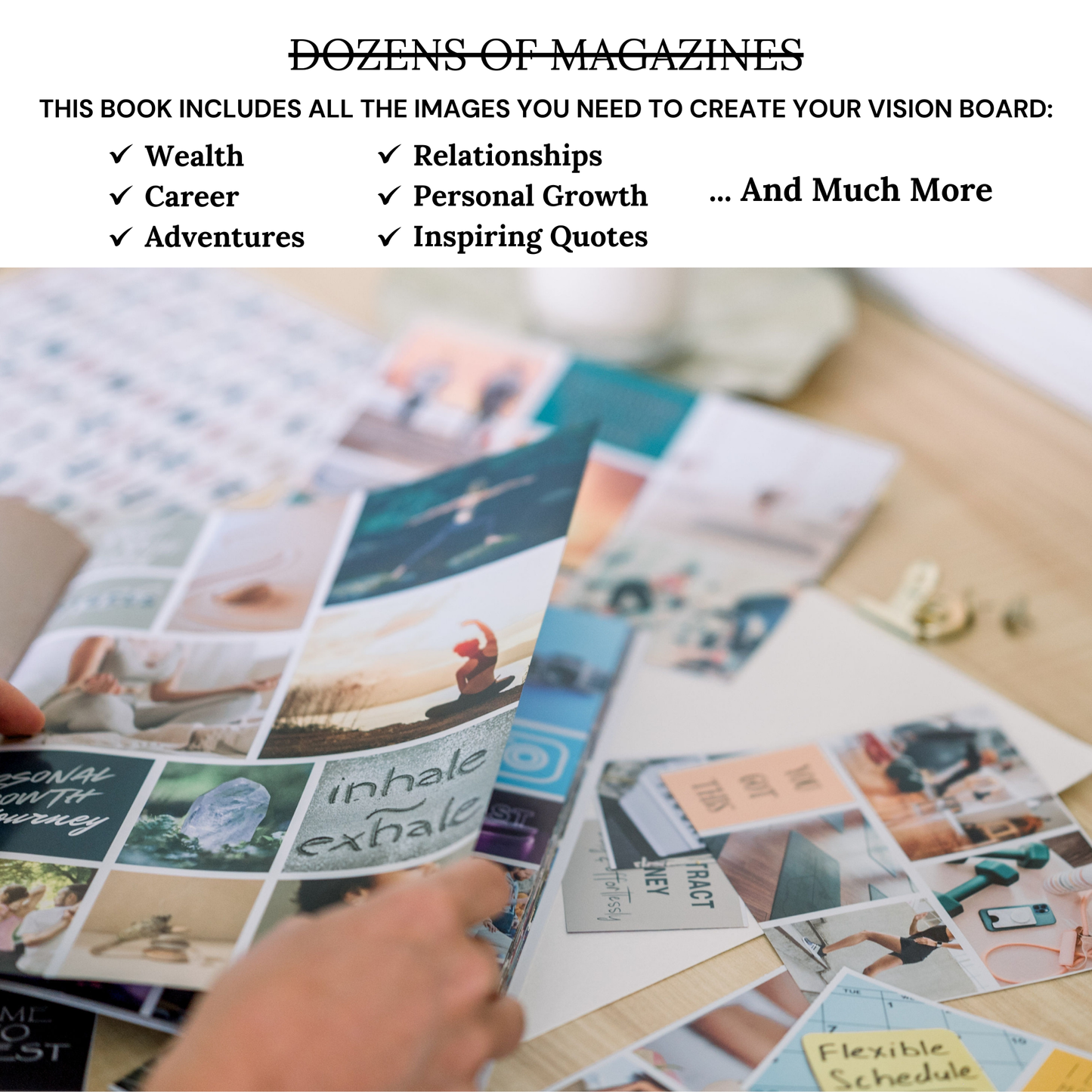 Vision Board Book: 850+ Vision Board Supplies, Letter/Number Stickers & Inspirational Magazine Photos for Women – Complete Vision Board Kit for Collage, Goal Setting & Manifesting Dreams